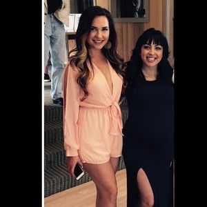 TOBI Tie-Front Peach colored romper